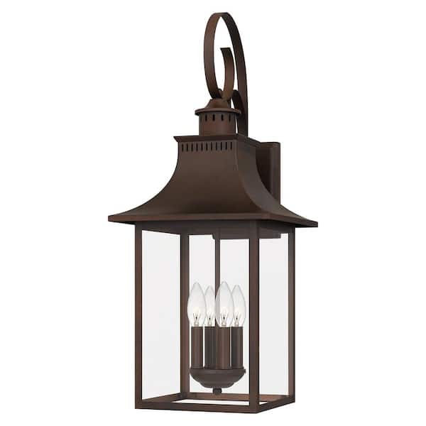 Quoizel Chancellor 4-Light Copper Bronze Hardwired Outdoor Wall Lantern Sconce