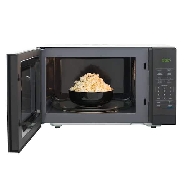 ft Magic Chef 1.1 cu Countertop Microwave in Black with Gray Cavity 