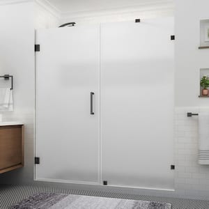 Nautis XL 69.25 to 70.25 in. W x 80 in. H Hinged Frameless Shower Door in Oil Rubbed Bronze w/Ultra-Bright Frosted Glass