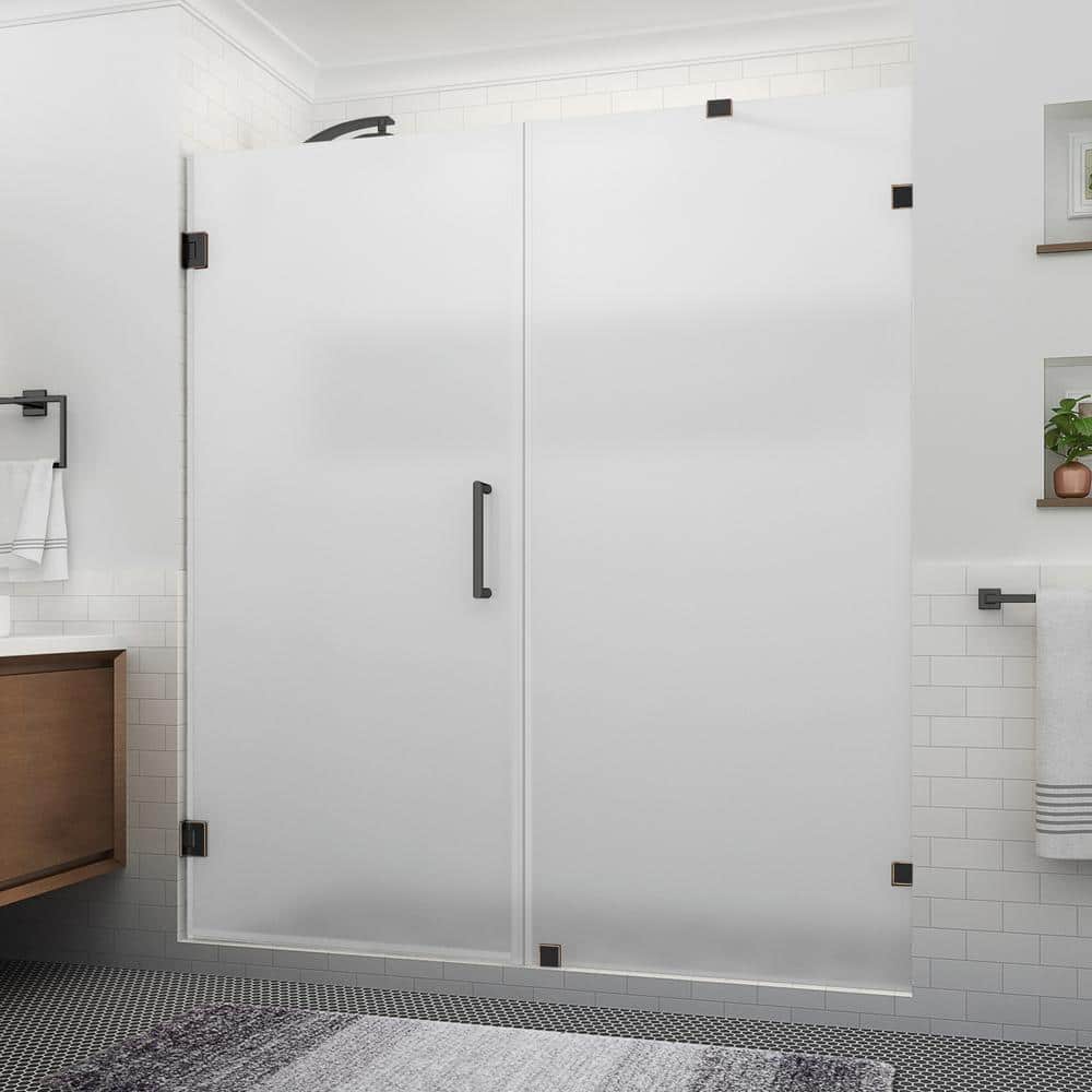 Nautis XL 74.25 to 75.25 in. W x 80 in. H Hinged Frameless Shower Door in Oil Rubbed Bronze w/Ultra-Bright Frosted Glass price history on PriceWatchPro