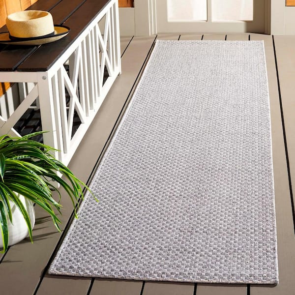 Sisal All-Weather Light Gray 2 ft. x 8 ft. Solid Woven Indoor/Outdoor Runner Rug
