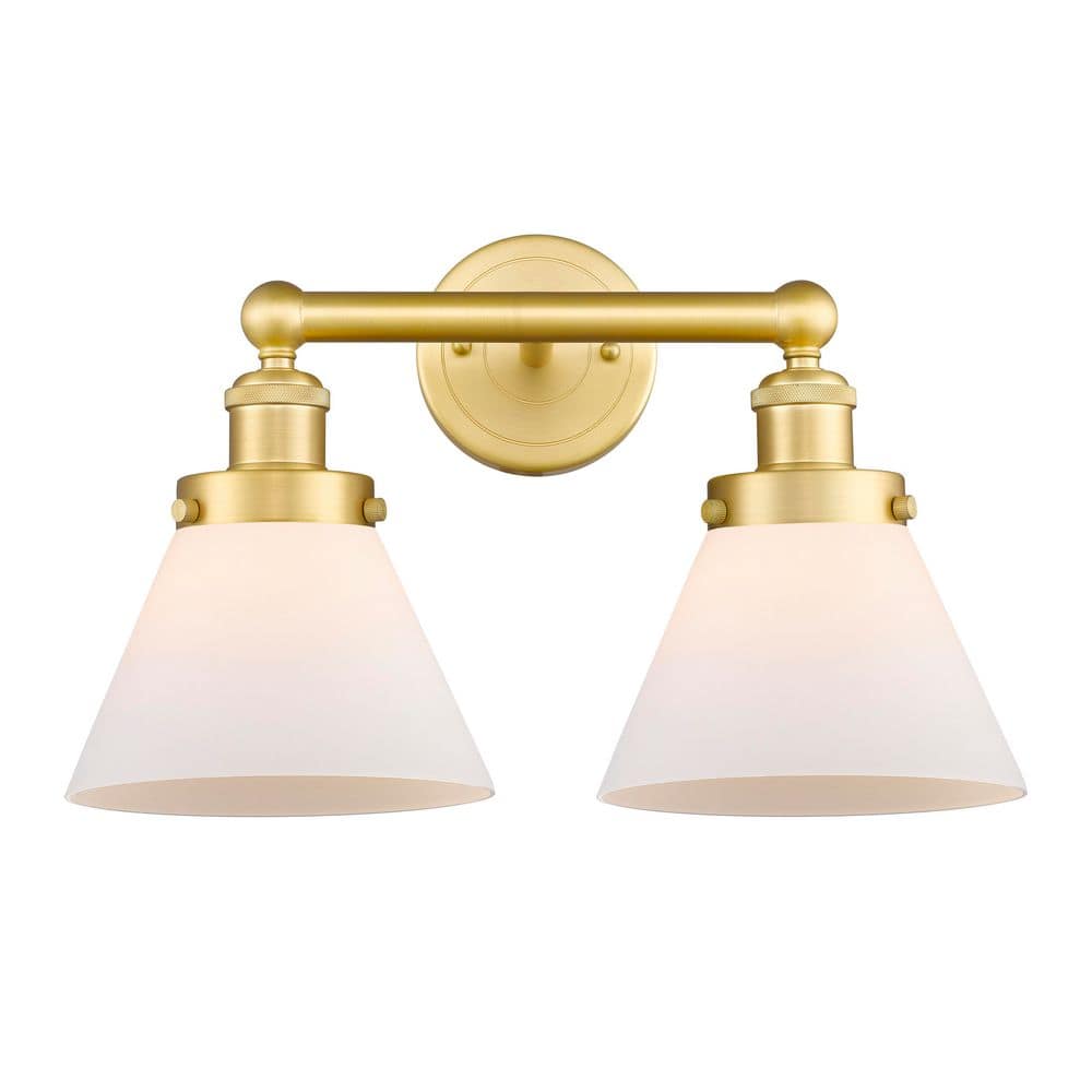Cone 16.75 in. 2-Light Satin Gold Vanity Light with Glass Shade price history on PriceWatchPro