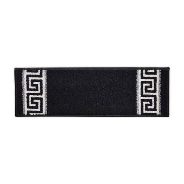 Meander Custom Size Black 6 in. x 36 in. Indoor Carpet Stair Tread Cover Slip Resistant Backing (Set of 13)