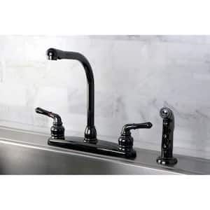2-Handle Standard Kitchen Faucet with Side Sprayer in Black Stainless Steel