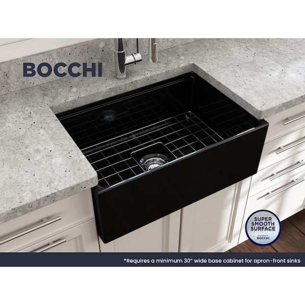Contempo Workstation 27 in. Farmhouse Apron-Front Single Bowl Black Fireclay Kitchen Sink with Accessories