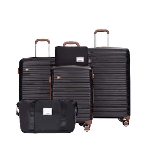 Unbranded Luggage Sets of 5-Piece, Luggage Set Suitcase Set with TSA Compliant (20"24"28 +a travel bag and a toiletry bag), Black