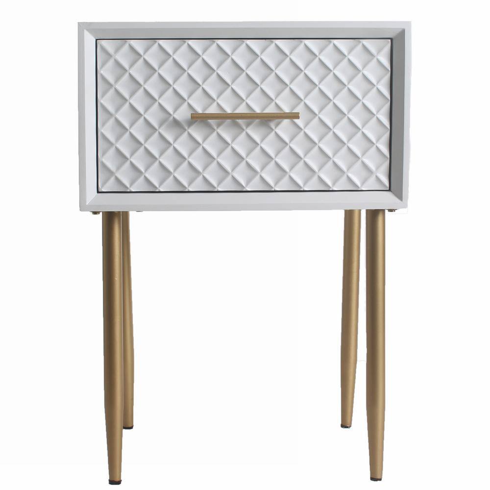 FUIN Modern Contemporary 1-Drawer White Nightstand 15.7 in. D x 18 in. W x 24 in. H