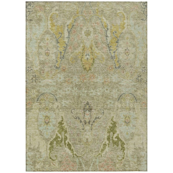 Chantille Machine Washable Indoor/Outdoor Abstract ACN1932 Khaki 9 ft. x 12 ft. Area Rug