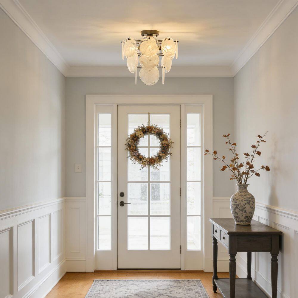 15 in. Modern Black Cloud Glass 4-Light Semi Flush Mount Ceiling Light for Bedroom Hallway Entryway Home Lighting price history on PriceWatchPro