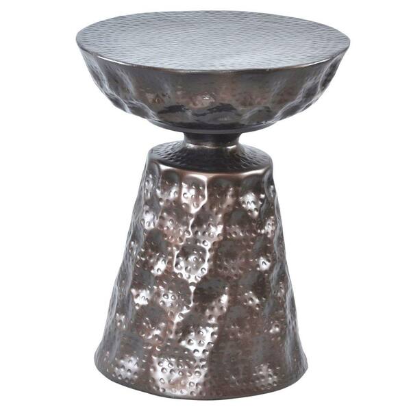 Worldwide Homefurnishings Hand Hammered Accent Table in Antique Bronze