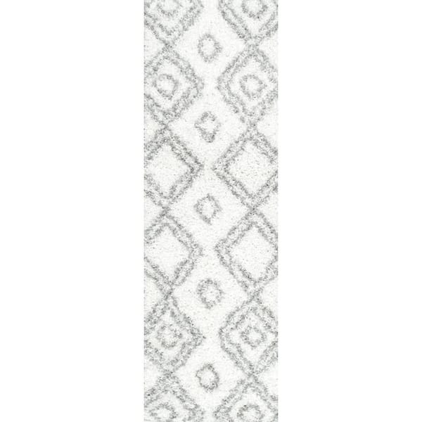 nuLOOM Iola Plush Shag White 3 ft. x 8 ft. Runner