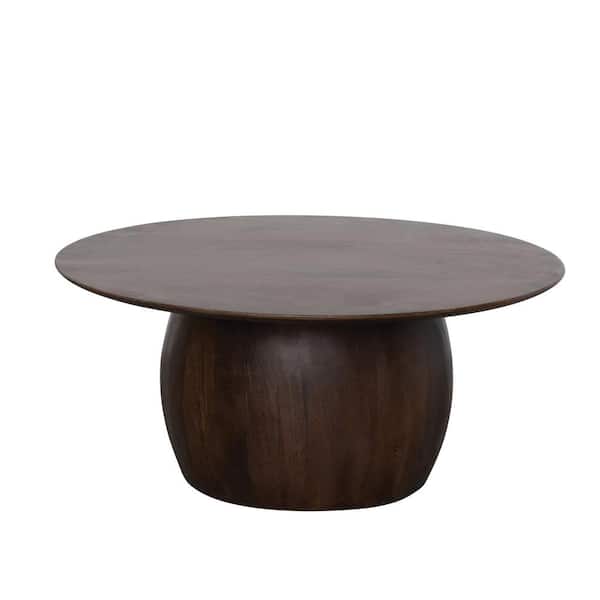 Storied Home 35 in. Dark Walnut Finish Round Mango Wood Accent End Table
