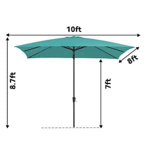 8 ft. x 10 ft. Steel Rectangular Market Umbrella in Peacock Blue