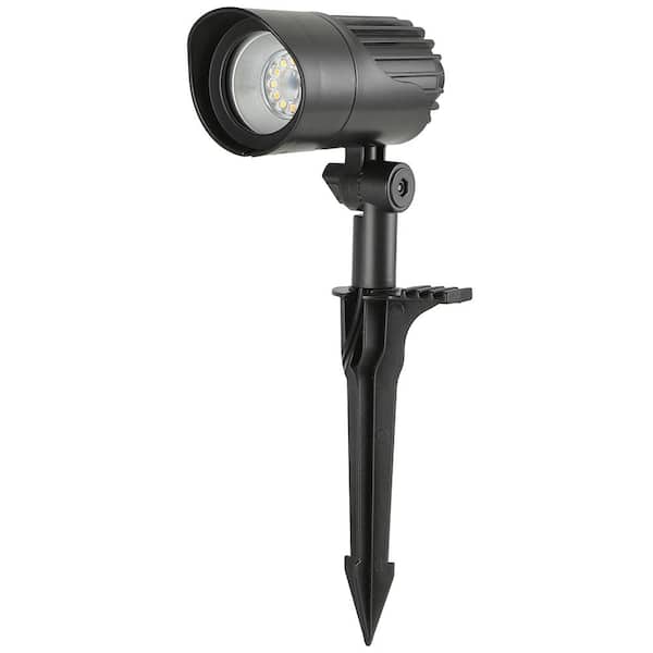 Hampton Bay Low Voltage 370 Lumens Black Outdoor Integrated LED Spotlight with White Color Changing Technology Weather Resistant