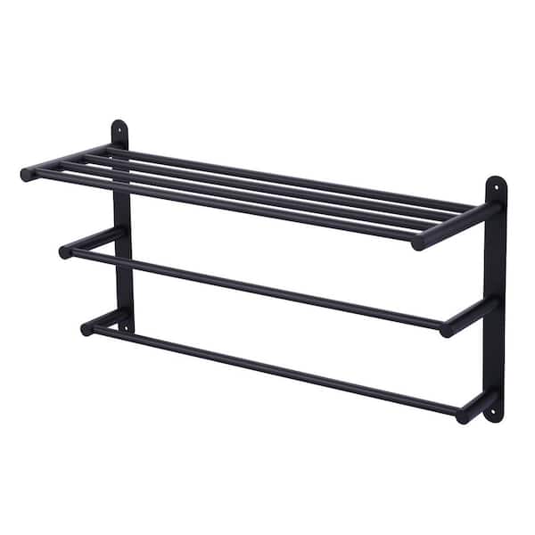 AVITAS 2-Towel Holders Wall mounted 24 in. Towel Rack in Matte Black