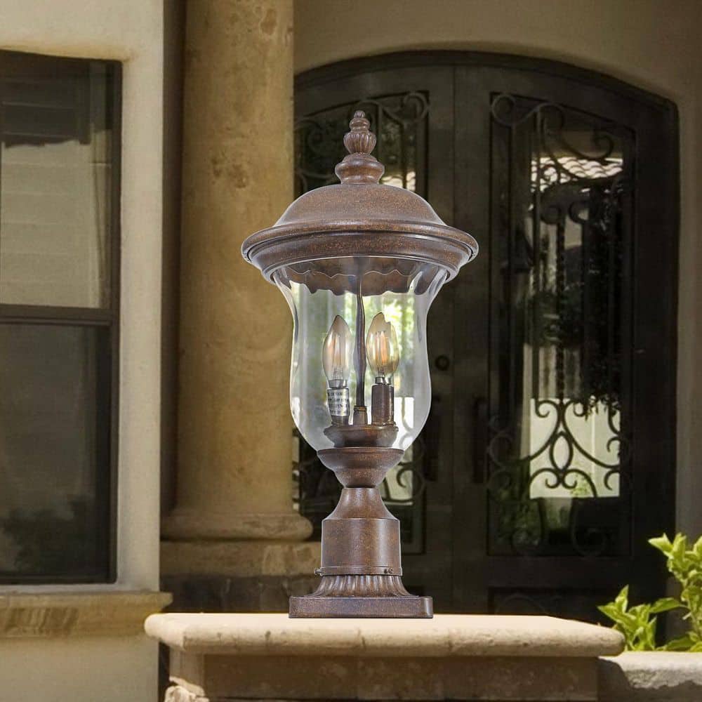 21 in.1-Light Bronze Classic Hardwired Outdoor Waterproof Post