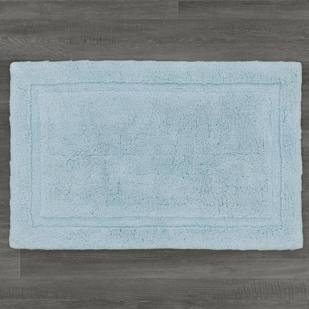 Lydia Pale Blue Cotton Non-Slip Bath Mat 17" x 24"