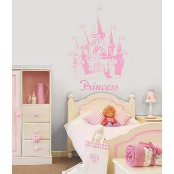Sudden Shadows 26 in. x 37.5 in. Pink Castle Wall Decal
