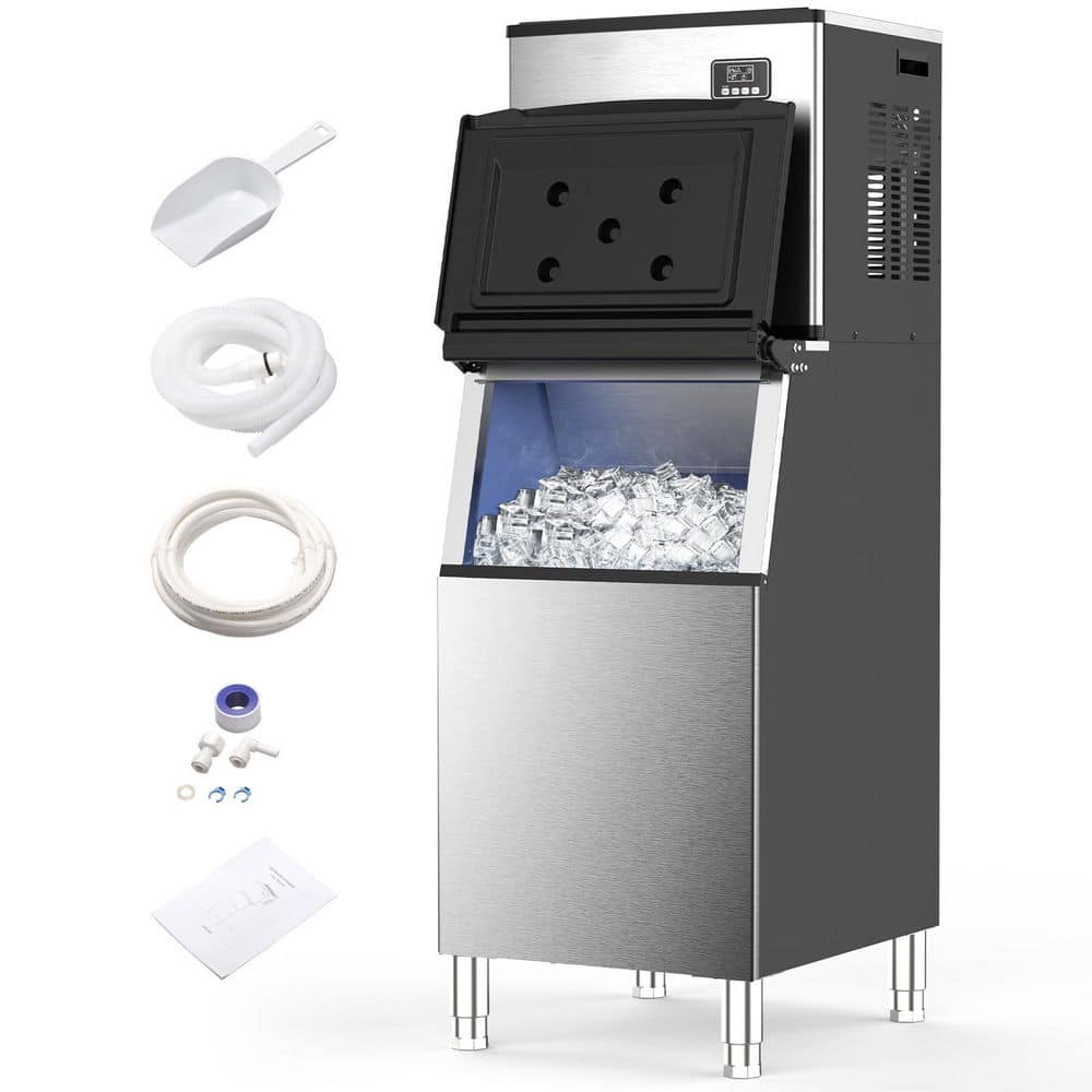 22.83 in. 352 lbs. /24 H Freestanding Split Cube Ice Commercial Machine w/ 198 lbs. Storage Bin in Stainless Steel Black