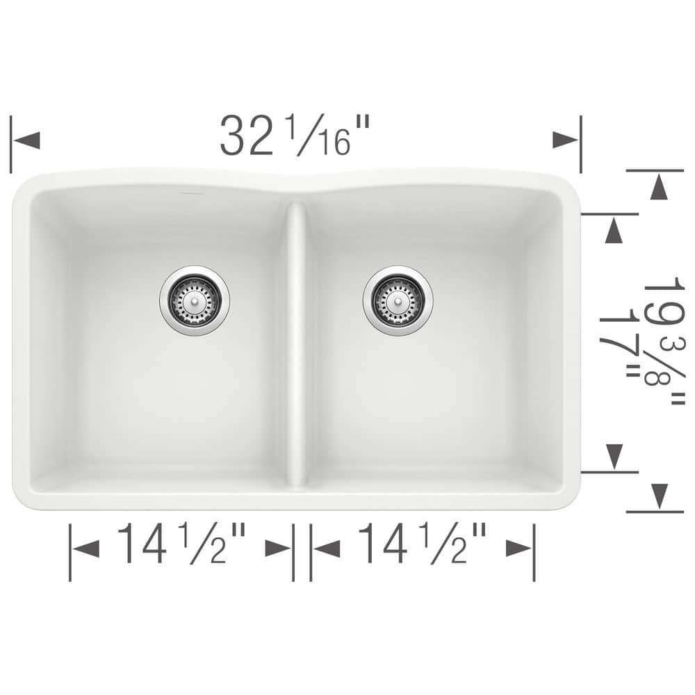 White Silgranit Double Basin Undermount Kitchen Sink