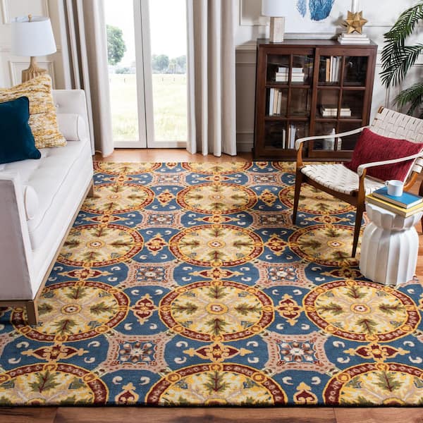 Wyndham 6 ft. x 9 ft. Blue/Gold Persian Area Rug