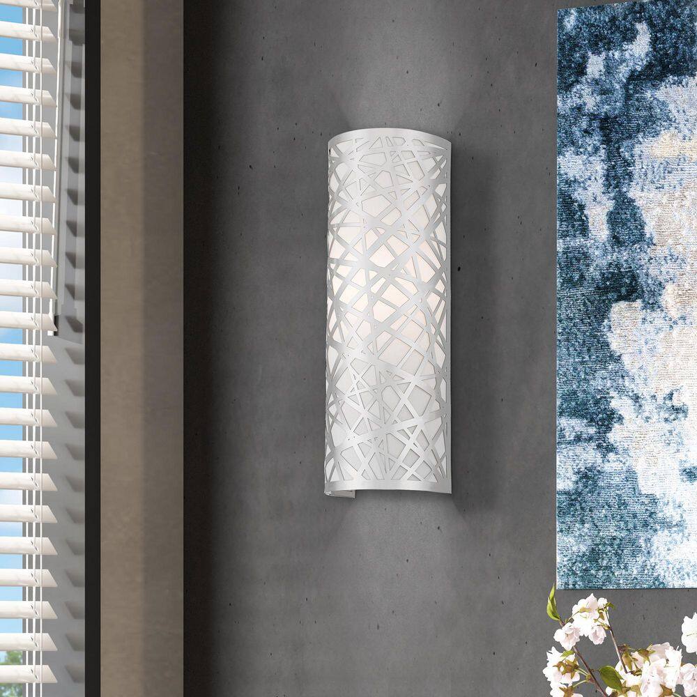 Allendale Polished Chrome 1-Light Wall Sconce with Off-White Shade