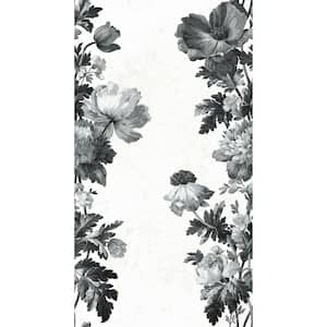 Watercolor Floral Stripe Black and White Peel and Stick Wallpaper (Covers 28.29 sq. ft.)