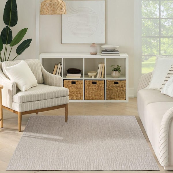 Horizon Grey 4 ft. x 6 ft. Indoor/Outdoor Geometric Contemporary Area Rug