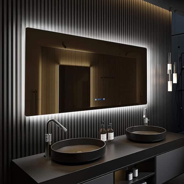Lexora Lugano 60 in. W x 36 in. H LED Bathroom Vanity Mirror
