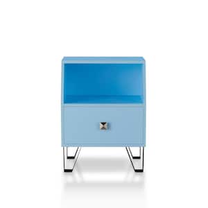Berland 15.75 in. Light Blue Rectangle Wood End Table with 1-Drawer