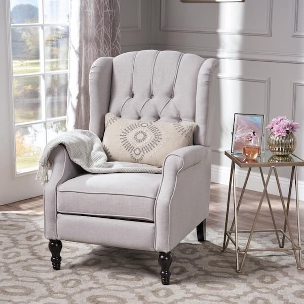 Light Gray Tufted Fabric Arm Chair Recliner