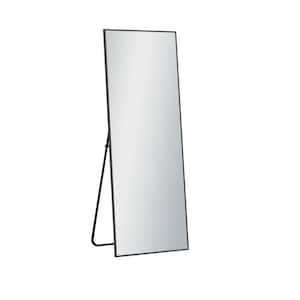 21.3 in. x 64.2 in. Classic Rectangle Framed Black Vanity Mirror