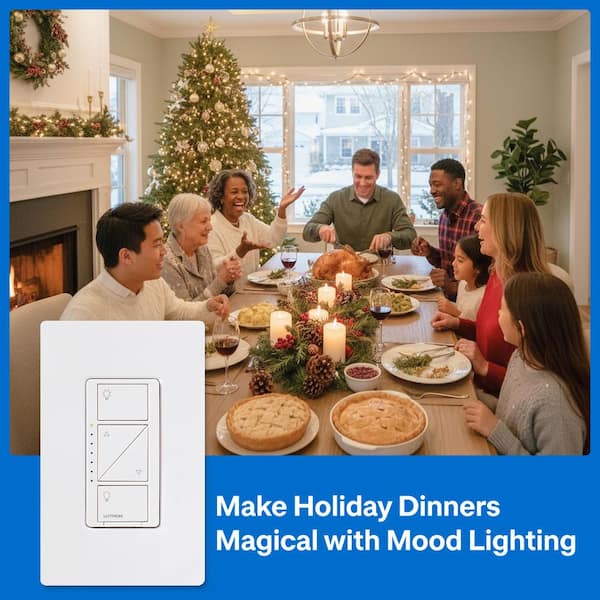 Caseta Smart Dimmer Switch and Remote Kit for Wall and Ceiling Lights, 150-Watt LED Bulbs (P-PKG1W-WH-R)