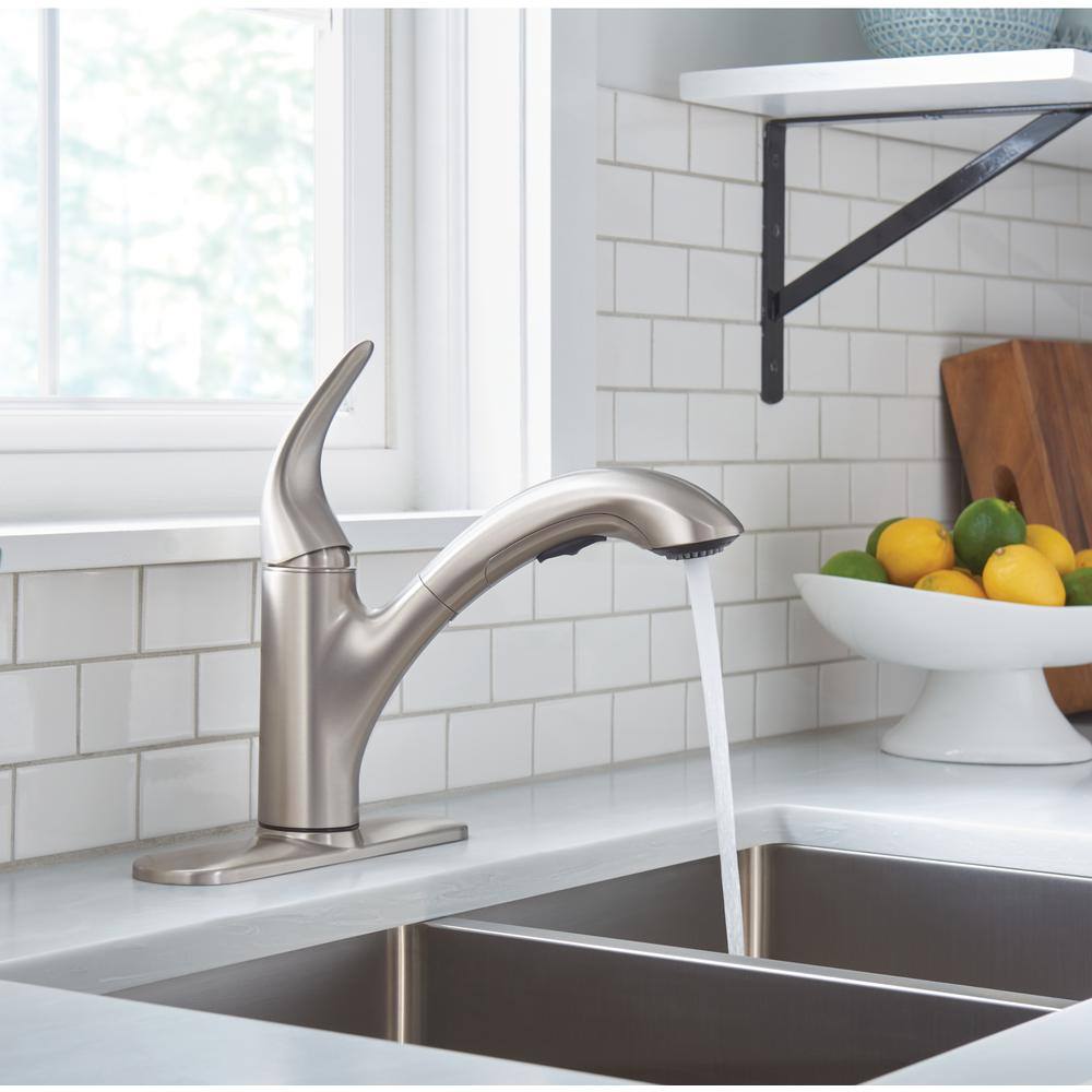 Stainless Steel Single-Handle Pull Out Kitchen Faucet