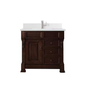 Brookfield 36.0 in. W x 23.5 in. D x 34.3 in. H Bathroom Vanity in Burnished Mahogany with White Zeus Top