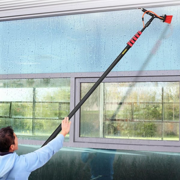 VEVOR 30 ft. Solar Panel Cleaning Brush and Pole Water Brush with Squeegee  3-in-1 Aluminum Outdoor Window Cleaner PSSWFP-130T000001V0 - The Home Depot