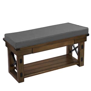 42 in. x 18 in. x 3 in. Outdoor Square Patio Bench Cushion in Grey