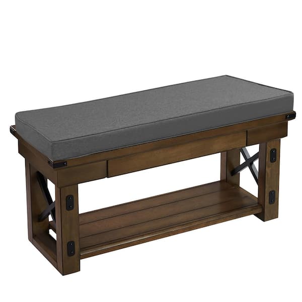 Sweet Home Collection 42 in. x 18 in. x 3 in. Outdoor Square Patio Bench Cushion in Grey