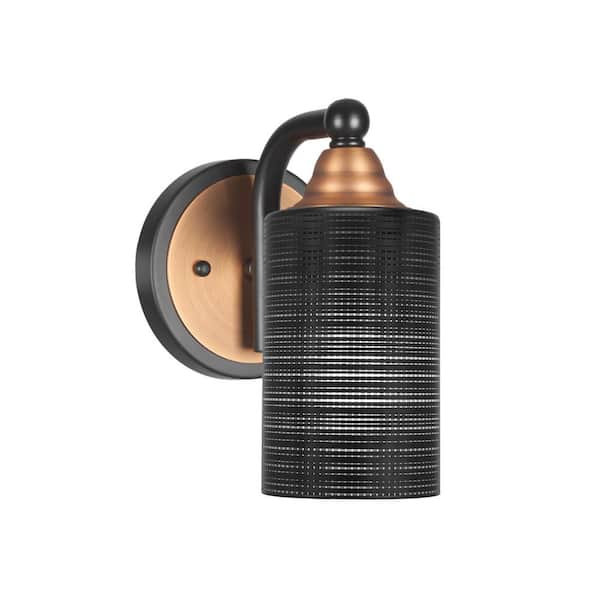 Unbranded Madison 4 in. 1-Light Matte Black and Brass Wall Sconce with Standard Shade
