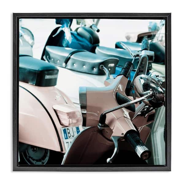 Stupell Industries Retro Italian Scooter by Deborah Revell Black Floater Frame Typography Graphic Art Print 18 in. x 18 in.