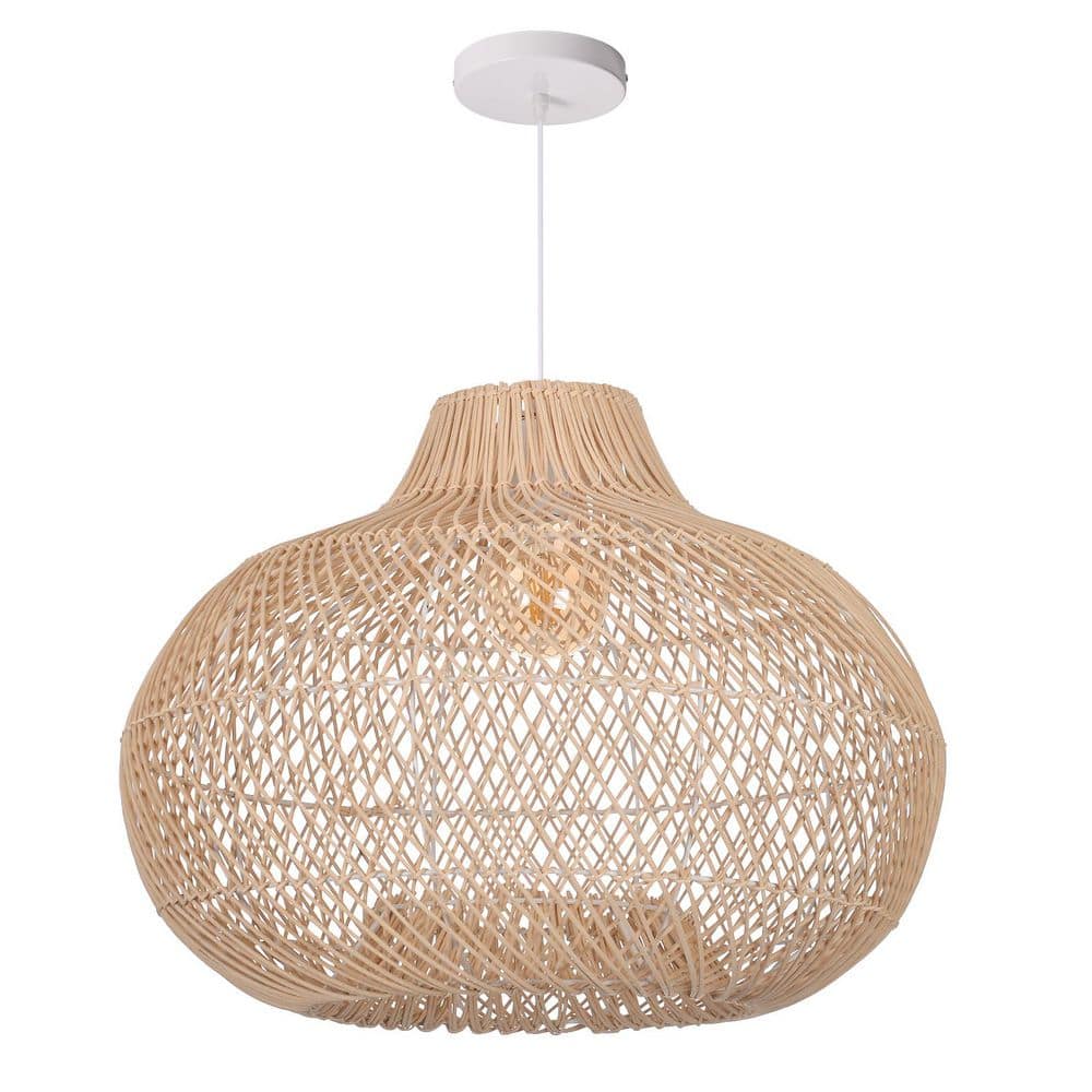 60-Watt 1-Light Natural Handwoven Rattan Pendant Light with Spherical Shade, No Bulbs Included, 24 in. price history on PriceWatchPro