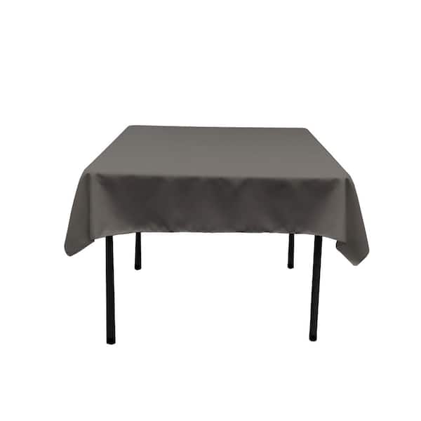 LA Linen 52 in. x 52 in. Charcoal Polyester Poplin Square Tablecloth
