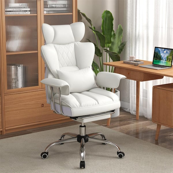 Costway Faux Leather High Back Ergonomic Office Chair White with
