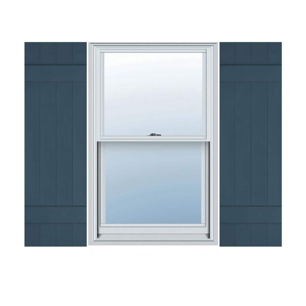 Classic Blue Vinyl Board and Batten Shutters, 14" x 47"