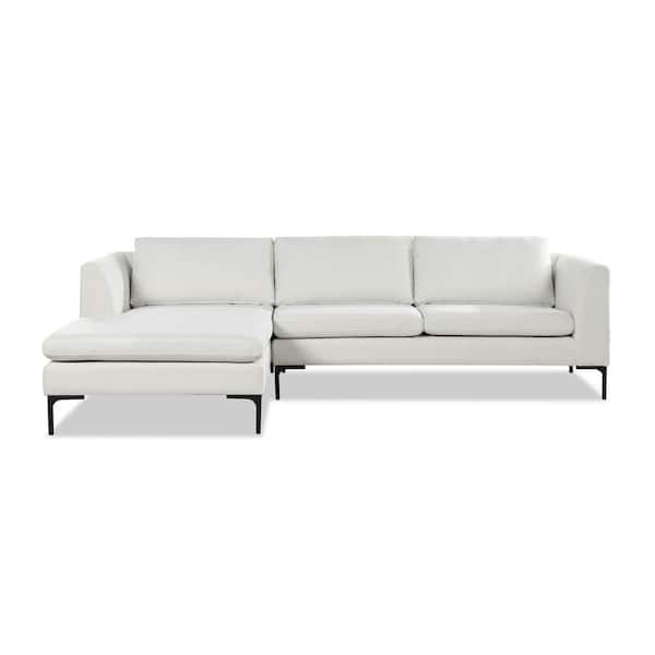 Jennifer Taylor Weylyn 102 in. LAF Chaise Sectional Sofa, Alabaster Off White Polyester (2-Piece)