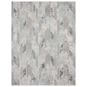 Gray Blue and Cream 2 ft. x 3 ft. Geometric Area Rug