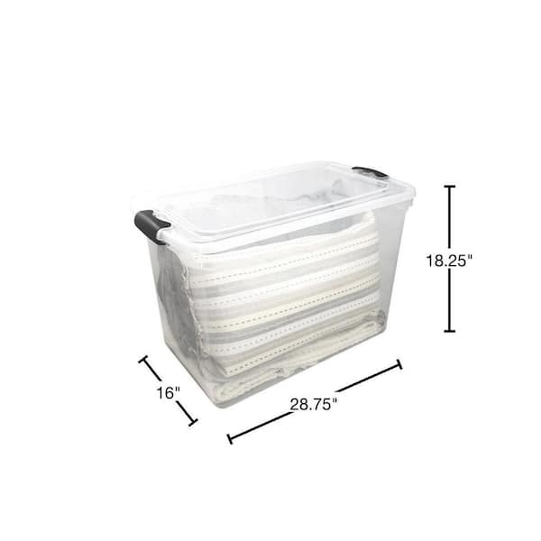 Homz Products Clear/Red Wrapping Paper Tote with Latching Lid at
