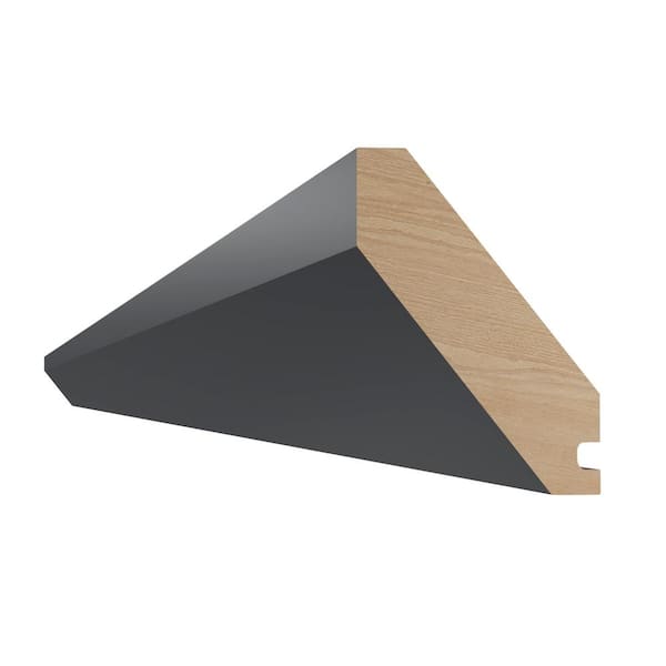 Home Decorators Collection Navarre Onyx Gray Shaker Assembled Plywood 0.75 in. x 96 in. x 2.625 in. Stock Angled Crown Kitchen Cabinet Molding