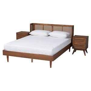 Baxton Studio Rina 3 Piece Ash Walnut Queen Bedroom Set 2239814