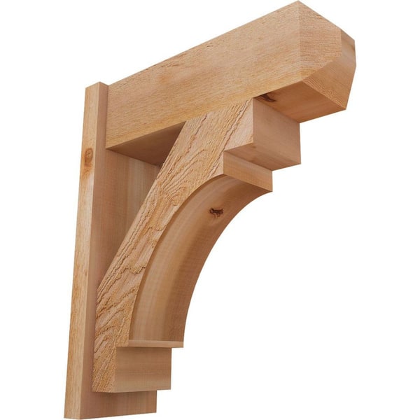 Ekena Millwork 8 in. x 28 in. x 24 in. Merced Craftsman Rough Sawn Western Red Cedar Outlooker